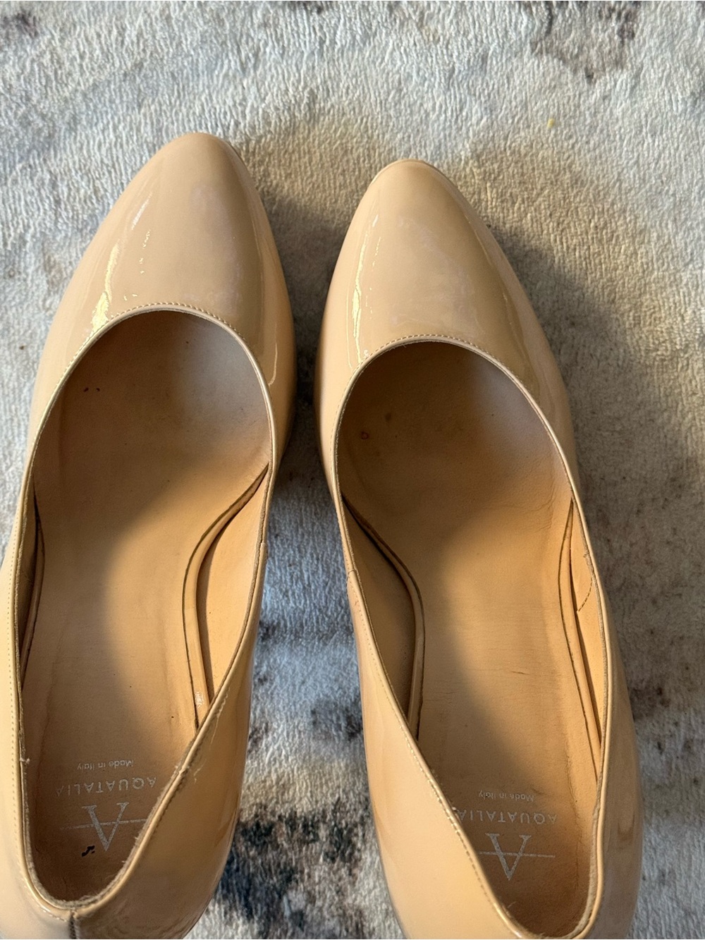 Aquatalia Nude Patent Pointed-Toe Pumps